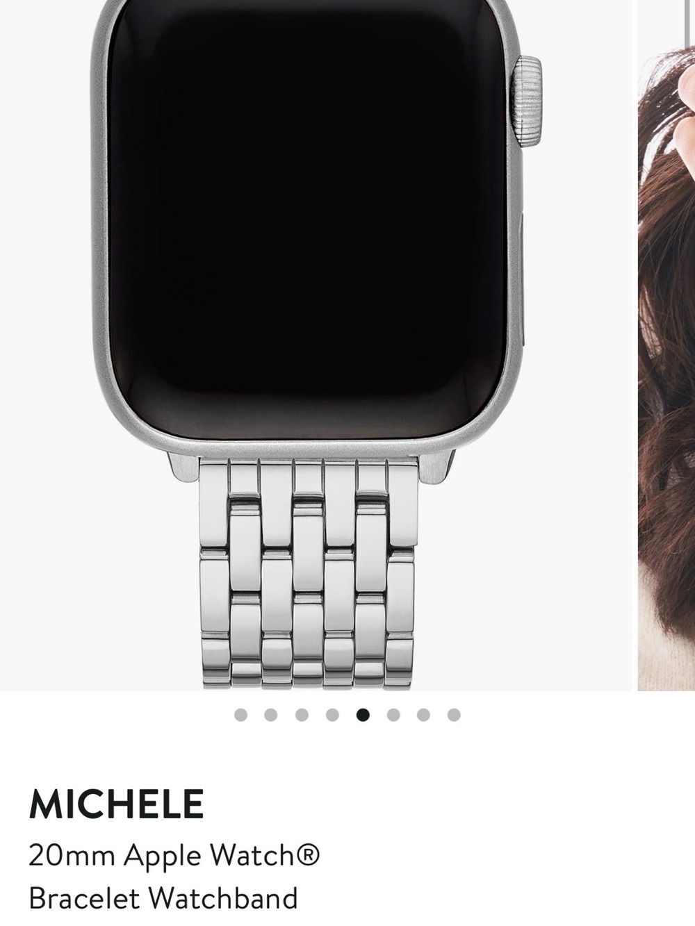 Michele Silver Stainless Steel 20mm Bracelet Band for Apple Watch